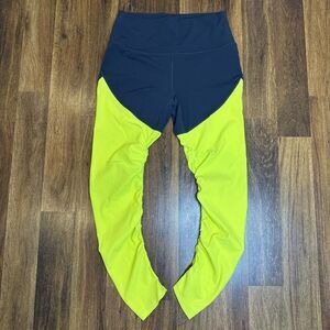 ZYIA Neon Yellow Parallel Luxe Hi-Rise 7/8 Ruched Inner Leggings